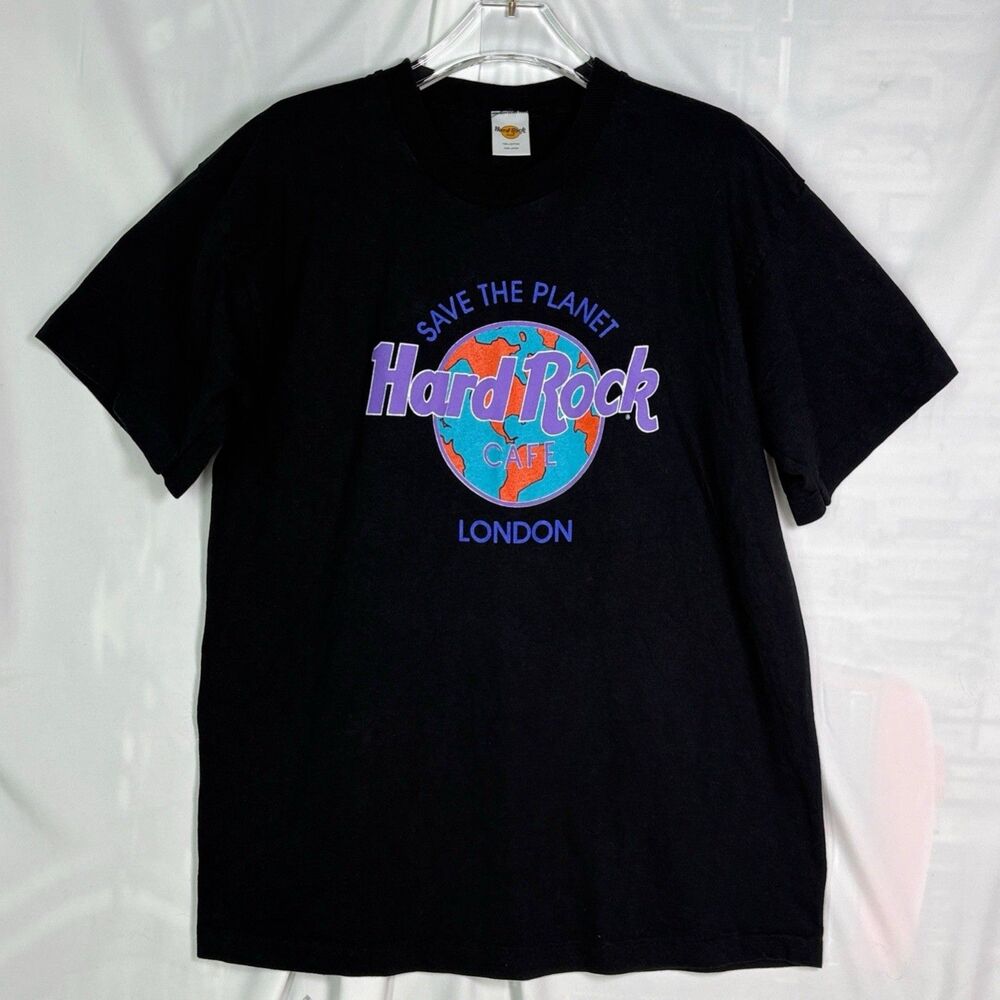 Hard Rock Cafe T-shirt Size Large Save The Planet London Black Y2K Vintage